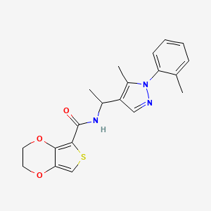 molecular formula C20H21N3O3S B3794521 N-[1-[5-methyl-1-(2-methylphenyl)pyrazol-4-yl]ethyl]-2,3-dihydrothieno[3,4-b][1,4]dioxine-5-carboxamide 