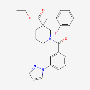 molecular formula C25H26FN3O3 B3794841 ethyl 3-(2-fluorobenzyl)-1-[3-(1H-pyrazol-1-yl)benzoyl]-3-piperidinecarboxylate 