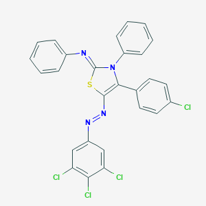 N-(4-(4-chlorophenyl)-3-phenyl-5-[(3,4,5-trichlorophenyl)diazenyl]-1,3-thiazol-2(3H)-ylidene)-N-phenylamine