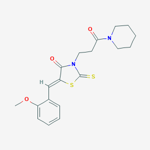 molecular formula C19H22N2O3S2 B379517 5-(2-Methoxybenzylidene)-3-[3-oxo-3-(1-piperidinyl)propyl]-2-thioxo-1,3-thiazolidin-4-one 