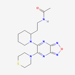 molecular formula C17H25N7O2S B3795178 N-(2-{1-[6-(4-thiomorpholinyl)[1,2,5]oxadiazolo[3,4-b]pyrazin-5-yl]-2-piperidinyl}ethyl)acetamide 