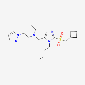 molecular formula C20H33N5O2S B3795582 N-[[3-butyl-2-(cyclobutylmethylsulfonyl)imidazol-4-yl]methyl]-N-ethyl-2-pyrazol-1-ylethanamine 