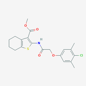 molecular formula C20H22ClNO4S B379671 Methyl 2-{[(4-chloro-3,5-dimethylphenoxy)acetyl]amino}-4,5,6,7-tetrahydro-1-benzothiophene-3-carboxylate 