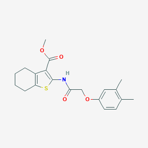 molecular formula C20H23NO4S B379673 Methyl 2-{[(3,4-dimethylphenoxy)acetyl]amino}-4,5,6,7-tetrahydro-1-benzothiophene-3-carboxylate 