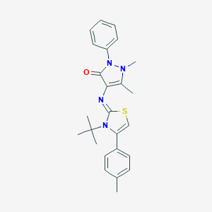 molecular formula C25H28N4OS B379727 (Z)-4-((3-(tert-butyl)-4-(p-tolyl)thiazol-2(3H)-ylidene)amino)-1,5-dimethyl-2-phenyl-1H-pyrazol-3(2H)-one CAS No. 324577-91-5