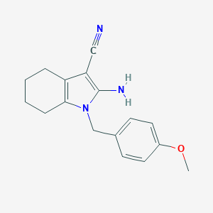 molecular formula C17H19N3O B037973 2-amino-1-(4-methoxybenzyl)-4,5,6,7-tetrahydro-1H-indole-3-carbonitrile CAS No. 113772-12-6