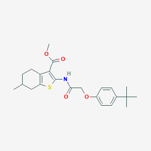 molecular formula C23H29NO4S B379809 METHYL 2-[2-(4-TERT-BUTYLPHENOXY)ACETAMIDO]-6-METHYL-4,5,6,7-TETRAHYDRO-1-BENZOTHIOPHENE-3-CARBOXYLATE CAS No. 302577-26-0