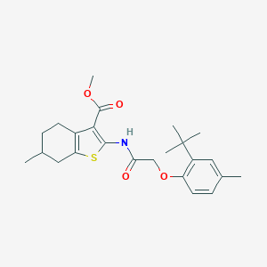 molecular formula C24H31NO4S B379835 Methyl 2-{[(2-tert-butyl-4-methylphenoxy)acetyl]amino}-6-methyl-4,5,6,7-tetrahydro-1-benzothiophene-3-carboxylate 