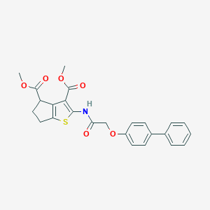 molecular formula C25H23NO6S B379851 dimethyl 2-{[([1,1'-biphenyl]-4-yloxy)acetyl]amino}-5,6-dihydro-4H-cyclopenta[b]thiophene-3,4-dicarboxylate 