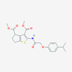 molecular formula C22H25NO6S B379852 dimethyl 2-[[2-(4-propan-2-ylphenoxy)acetyl]amino]-5,6-dihydro-4H-cyclopenta[b]thiophene-3,4-dicarboxylate CAS No. 329223-86-1