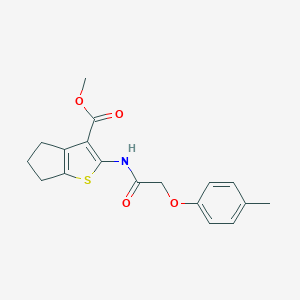 molecular formula C18H19NO4S B379860 methyl 2-{[(4-methylphenoxy)acetyl]amino}-5,6-dihydro-4H-cyclopenta[b]thiophene-3-carboxylate 