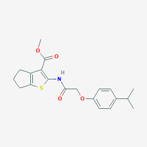 molecular formula C20H23NO4S B379865 methyl 2-{[(4-isopropylphenoxy)acetyl]amino}-5,6-dihydro-4H-cyclopenta[b]thiophene-3-carboxylate 