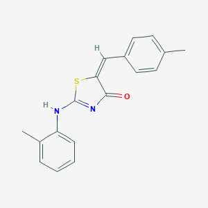 molecular formula C18H16N2OS B379891 (5E)-2-(2-methylanilino)-5-[(4-methylphenyl)methylidene]-1,3-thiazol-4-one 