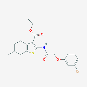 molecular formula C20H22BrNO4S B379910 Ethyl 2-{[(3-bromophenoxy)acetyl]amino}-6-methyl-4,5,6,7-tetrahydro-1-benzothiophene-3-carboxylate 