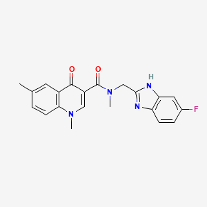 molecular formula C21H19FN4O2 B3799502 N-[(6-fluoro-1H-benzimidazol-2-yl)methyl]-N,1,6-trimethyl-4-oxo-1,4-dihydroquinoline-3-carboxamide 