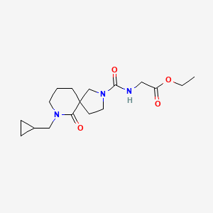 molecular formula C17H27N3O4 B3799522 ethyl N-{[7-(cyclopropylmethyl)-6-oxo-2,7-diazaspiro[4.5]dec-2-yl]carbonyl}glycinate 