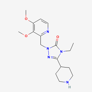 molecular formula C17H25N5O3 B3799981 2-[(3,4-dimethoxy-2-pyridinyl)methyl]-4-ethyl-5-(4-piperidinyl)-2,4-dihydro-3H-1,2,4-triazol-3-one dihydrochloride 