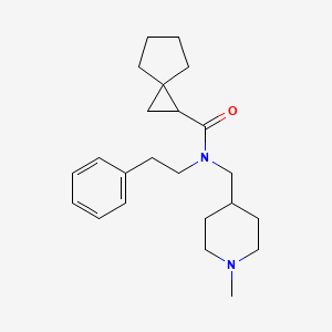 molecular formula C23H34N2O B3799987 N-[(1-methyl-4-piperidinyl)methyl]-N-(2-phenylethyl)spiro[2.4]heptane-1-carboxamide 