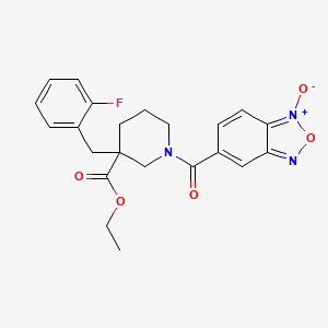 molecular formula C22H22FN3O5 B3800068 Ethyl 3-[(2-fluorophenyl)methyl]-1-(1-oxido-2,1,3-benzoxadiazol-1-ium-5-carbonyl)piperidine-3-carboxylate 