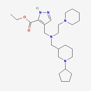 molecular formula C25H43N5O2 B3800121 ethyl 4-({[(1-cyclopentyl-3-piperidinyl)methyl][2-(1-piperidinyl)ethyl]amino}methyl)-1H-pyrazole-3-carboxylate 