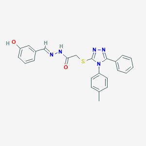 molecular formula C24H21N5O2S B380026 N'-[(E)-(3-hydroxyphenyl)methylidene]-2-{[4-(4-methylphenyl)-5-phenyl-4H-1,2,4-triazol-3-yl]sulfanyl}acetohydrazide CAS No. 314071-60-8