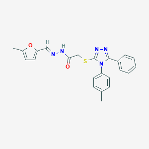 molecular formula C23H21N5O2S B380029 N-[(E)-(5-methylfuran-2-yl)methylideneamino]-2-[[4-(4-methylphenyl)-5-phenyl-1,2,4-triazol-3-yl]sulfanyl]acetamide CAS No. 314071-78-8