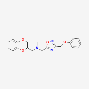 molecular formula C20H21N3O4 B3800332 1-(2,3-dihydro-1,4-benzodioxin-3-yl)-N-methyl-N-[[3-(phenoxymethyl)-1,2,4-oxadiazol-5-yl]methyl]methanamine 