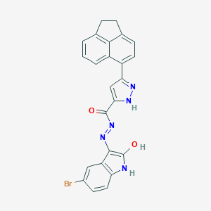 molecular formula C24H16BrN5O2 B380035 N'-[(3E)-5-Bromo-2-oxo-1,2-dihydro-3H-indol-3-ylidene]-3-(1,2-dihydro-5-acenaphthylenyl)-1H-pyrazole-5-carbohydrazide 