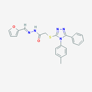 molecular formula C22H19N5O2S B380038 N'-[(E)-2-furylmethylidene]-2-{[4-(4-methylphenyl)-5-phenyl-4H-1,2,4-triazol-3-yl]thio}acetohydrazide CAS No. 304451-66-9
