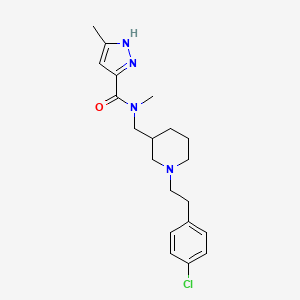 molecular formula C20H27ClN4O B3800568 N-[[1-[2-(4-chlorophenyl)ethyl]piperidin-3-yl]methyl]-N,5-dimethyl-1H-pyrazole-3-carboxamide 