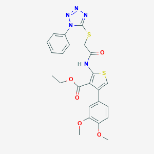 molecular formula C24H23N5O5S2 B380057 ethyl 4-(3,4-dimethoxyphenyl)-2-({[(1-phenyl-1H-tetraazol-5-yl)sulfanyl]acetyl}amino)-3-thiophenecarboxylate 