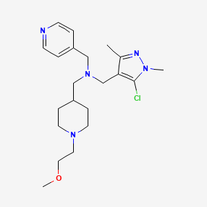molecular formula C21H32ClN5O B3800602 N-[(5-chloro-1,3-dimethylpyrazol-4-yl)methyl]-1-[1-(2-methoxyethyl)piperidin-4-yl]-N-(pyridin-4-ylmethyl)methanamine 