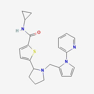 molecular formula C22H24N4OS B3800699 N-cyclopropyl-5-(1-{[1-(2-pyridinyl)-1H-pyrrol-2-yl]methyl}-2-pyrrolidinyl)-2-thiophenecarboxamide 