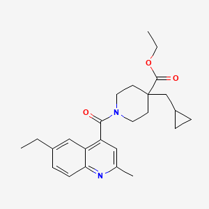 molecular formula C25H32N2O3 B3800707 ethyl 4-(cyclopropylmethyl)-1-[(6-ethyl-2-methyl-4-quinolinyl)carbonyl]-4-piperidinecarboxylate 