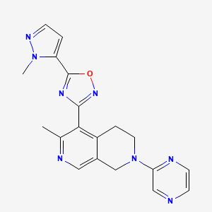 molecular formula C19H18N8O B3800729 3-(3-methyl-7-pyrazin-2-yl-6,8-dihydro-5H-2,7-naphthyridin-4-yl)-5-(2-methylpyrazol-3-yl)-1,2,4-oxadiazole 