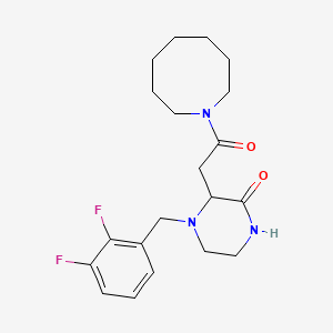 molecular formula C20H27F2N3O2 B3800818 3-[2-(Azocan-1-yl)-2-oxoethyl]-4-[(2,3-difluorophenyl)methyl]piperazin-2-one 