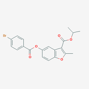 molecular formula C20H17BrO5 B380084 Isopropyl 5-[(4-bromobenzoyl)oxy]-2-methyl-1-benzofuran-3-carboxylate CAS No. 300772-43-4