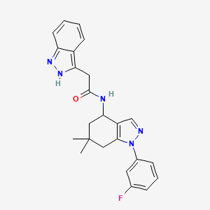 molecular formula C24H24FN5O B3800850 N-[1-(3-fluorophenyl)-6,6-dimethyl-5,7-dihydro-4H-indazol-4-yl]-2-(2H-indazol-3-yl)acetamide 