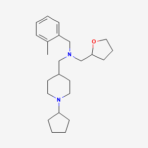 molecular formula C24H38N2O B3800902 1-(1-cyclopentylpiperidin-4-yl)-N-[(2-methylphenyl)methyl]-N-(oxolan-2-ylmethyl)methanamine 