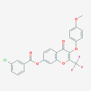 molecular formula C24H14ClF3O6 B380129 3-(4-methoxyphenoxy)-4-oxo-2-(trifluoromethyl)-4H-chromen-7-yl 3-chlorobenzoate 