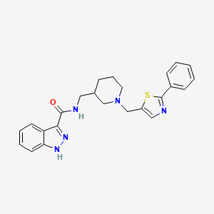 molecular formula C24H25N5OS B3801312 N-[[1-[(2-phenyl-1,3-thiazol-5-yl)methyl]piperidin-3-yl]methyl]-1H-indazole-3-carboxamide 