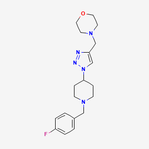 molecular formula C19H26FN5O B3801341 4-({1-[1-(4-fluorobenzyl)-4-piperidinyl]-1H-1,2,3-triazol-4-yl}methyl)morpholine bis(trifluoroacetate) 