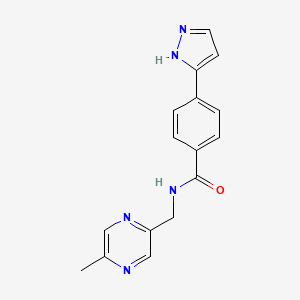 molecular formula C16H15N5O B3801465 N-[(5-methylpyrazin-2-yl)methyl]-4-(1H-pyrazol-5-yl)benzamide 