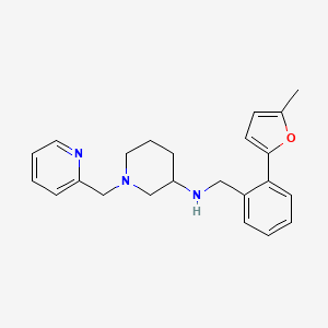 molecular formula C23H27N3O B3801484 N-[[2-(5-methylfuran-2-yl)phenyl]methyl]-1-(pyridin-2-ylmethyl)piperidin-3-amine 