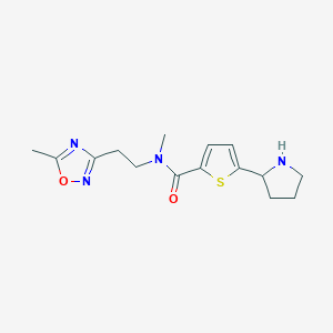 molecular formula C15H20N4O2S B3801586 N-methyl-N-[2-(5-methyl-1,2,4-oxadiazol-3-yl)ethyl]-5-pyrrolidin-2-ylthiophene-2-carboxamide 