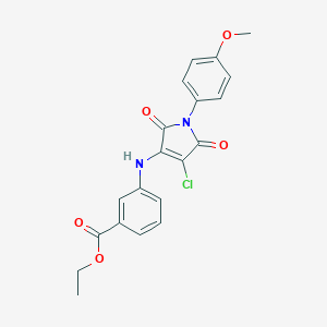 molecular formula C20H17ClN2O5 B380182 ethyl 3-{[4-chloro-1-(4-methoxyphenyl)-2,5-dioxo-2,5-dihydro-1H-pyrrol-3-yl]amino}benzoate 