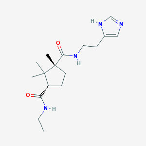 molecular formula C17H28N4O2 B3801946 (1R*,3S*)-N~3~-ethyl-N~1~-[2-(1H-imidazol-4-yl)ethyl]-1,2,2-trimethylcyclopentane-1,3-dicarboxamide 