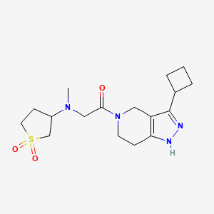 molecular formula C17H26N4O3S B3802056 1-(3-Cyclobutyl-1,4,6,7-tetrahydropyrazolo[4,3-c]pyridin-5-yl)-2-[(1,1-dioxothiolan-3-yl)-methylamino]ethanone 