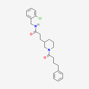 molecular formula C25H31ClN2O2 B3802191 N-[(2-chlorophenyl)methyl]-3-[1-(4-phenylbutanoyl)piperidin-3-yl]propanamide 