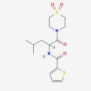 molecular formula C15H22N2O4S2 B3802367 N-{1-[(1,1-dioxido-4-thiomorpholinyl)carbonyl]-3-methylbutyl}-2-thiophenecarboxamide 